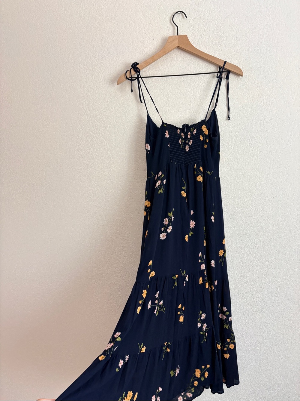 Reformation Kealy Navy Floral Tie-Shoulder Midi Dress - Picture 2 of 8